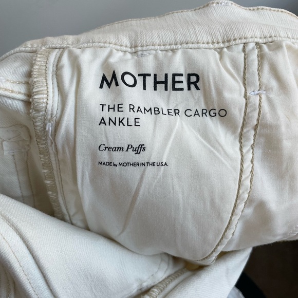 NEW MOTHER Women's The Rambler Cargo Ankle Jeans, Size 30 in Cream Puff - Picture 11 of 12